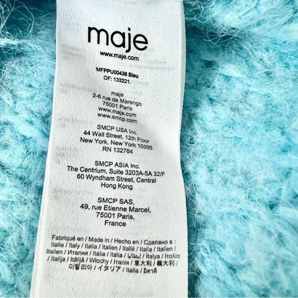 MAJE Alpaca & Wool Blend Sweater Jumper in Aqua Blue Size L - Picture 13 of 16